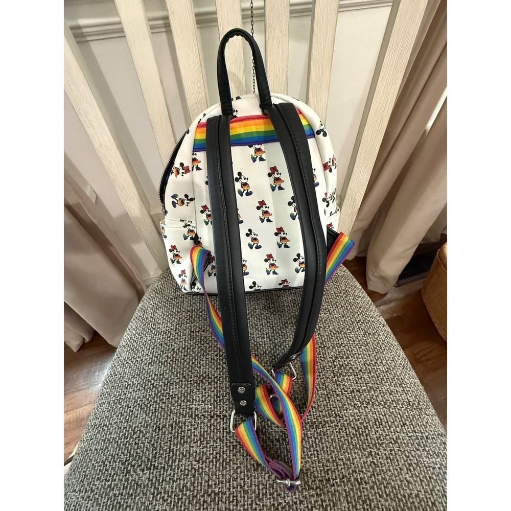 Disney Mickey Minnie Rainbow Pride Loungefly Backpack See Pics - Picture 7 of 12